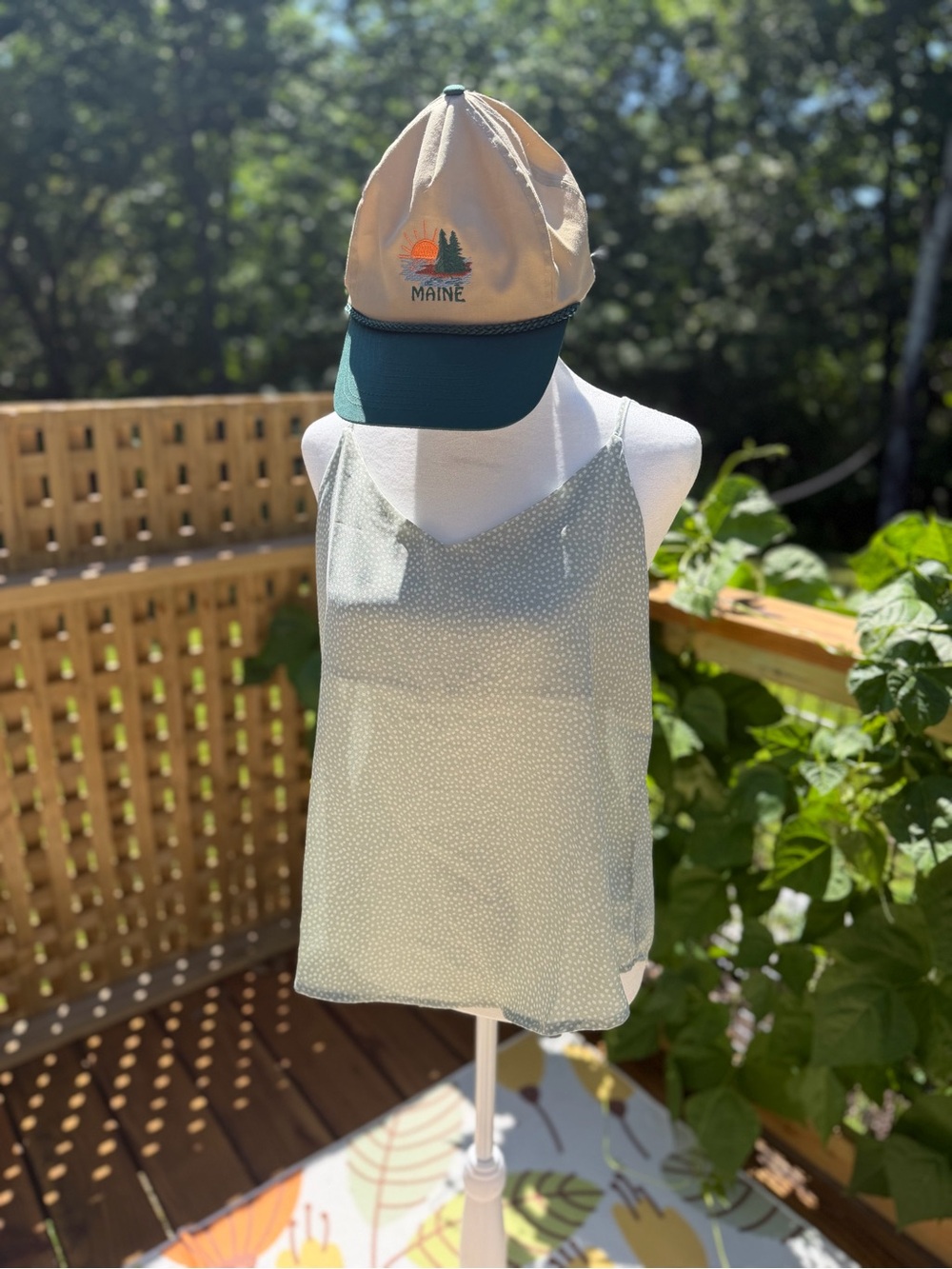 mine Light Sage Green Polka Dot Tank Top